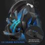 RegeMoudal Gaming Headset for Xbox One, PS4, PC, Noise Cancelling Over Ear Headphones Mic, Blue LED Light, Subwoofer Surround, Soft Memory Earmuffs for PC Laptop Tablet and Smart Phone (Renewed)