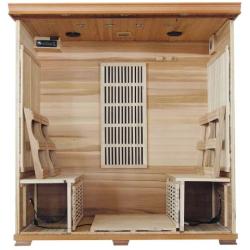 Radiant Saunas 4-Person Cedar Infrared Sauna with 9 Carbon Heaters, Chromotherapy Lighting, Oxygen Ionizer, Music System