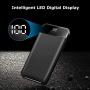 Portable Charger Power Bank 20000mAh Built in Cables Fast Charging 3A Battery Charger with Tri-Input and Four-Output,LCD Display External Battery for Smart Phone, Android, Tablet and More(Black)