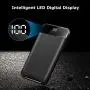 Portable Charger Power Bank 20000mAh Built in Cables Fast Charging 3A Battery Charger with Tri-Input and Four-Output,LCD Display External Battery for Smart Phone, Android, Tablet and More(Black)