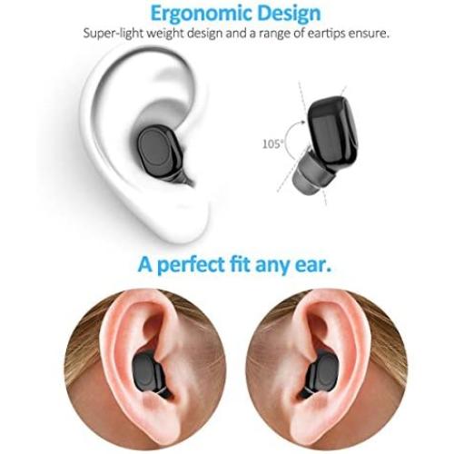 Single Ear Wireless Earbud Bluetooth Headset in-ear Mini Invisible Bluetooth Headphone Business Earphone with Mic 6-Hour Playtime Magnetic USB Charging Dock One-button Control Sweatproof Sport Earbuds
