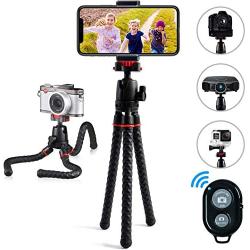 Phone Tripod LINKCOOL 360 Degree Rotation Flexible Octopus Travel Tripod for iPhone/Smartphone/Ipad/DSLR/Sports Action Camera with Bluetooth Wireless Remote Shutter - Black