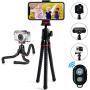 Phone Tripod LINKCOOL 360 Degree Rotation Flexible Octopus Travel Tripod for iPhone/Smartphone/Ipad/DSLR/Sports Action Camera with Bluetooth Wireless Remote Shutter - Black