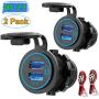 [2 Pack] 12V USB Outlet, Quick Charge 3.0 Dual USB Power Outlet with Touch Switch, Waterproof 12V/24V Fast Charge USB Charger Socket DIY Kit for Car Boat Marine Bus Truck Golf Cart RV Motorcycle etc.