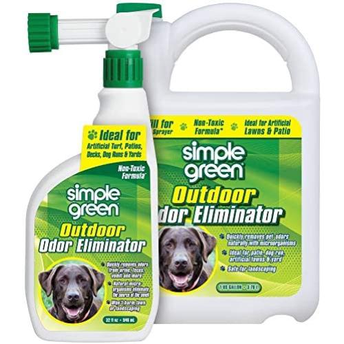 Simple Green Outdoor Odor Eliminator for Pets, Dogs, Ideal for Artificial Grass & Patio (32 oz Hose End Sprayer & 1 Gallon Refill)