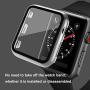 baozai Compatible with Apple Watch 38mm Case with Built-in Tempered Glass Screen Protector, Full Coverage Hard iWatch Case for Series 3/2/1 (Silver, 38mm Series 3/2/1)