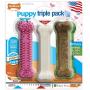 Nylabone Puppy Chew Variety Toy & Treat Triple Pack 3 Count Small/Regular - Up to 25 Ibs.