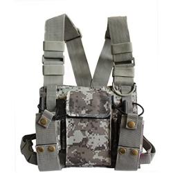 Lewong Universal Hands Free Chest Harness Bag Holster for Two Way Radio (Rescue Essentials) (Camouflage)