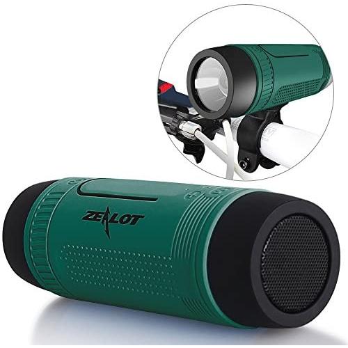 Bluetooth Bicycle Speaker Zealot S1 4000mAh Portable Bike Speakers Rechargeable Power Bank Slpashproof Bicycle Headlight LED Flashlight Outdoor Indoor competible for iPhone, Android (Green)