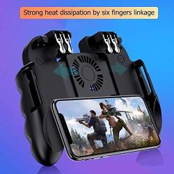 H9 Game Controller with Fan Six Finger Joystick Gamepad with Cooler Fire Button Mobile Phone Game HandleTrigger for PUBG (Color : H9 with Fan)