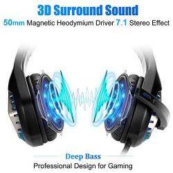 ENVEL Noise Cancelling Gaming Headset with 7.1 Surround Sound Stereo for PS4/Nintendo eShop Switch,Omnidirectional Microphone Vibration LED Light Compatible with Mac/PC/Laptop/Mac/PS3 Camo (Black)