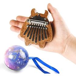 8 Keys Mini Kalimba Finger Thumb Piano Marimba Sanza Pendant Ornament Decoration with Exquisite Ball Hand Size Good Gift For Kids or Kalimba Fans