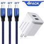 iPhone Charger MFi Certified, 3 Pack 6FT Lightning Cable iPhone Cable Nylon Braided and USB Wall Adapter Plug Block Compatible iPhone 11 Pro Max XS XR X 8 7 Plus 6s 6 SE iPad iPod More