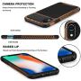 TENDLIN Compatible with iPhone XR Case Wood Grain with Carbon Fiber Texture Design Leather Hybrid Slim Case Compatible with iPhone XR (Carbon & Leather & Wood)