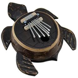 Hand Carved Wood and Coconut Shell Sea Turtle Thumb Piano Karimba