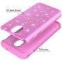 Galaxy J3 Achieve Case,Galaxy J3 2018/J3 Star/Express Prime3/Amp Prime3 Glitter Case,Luxury Glitter Sparkle Bling Case,Hybrid PC Silicone Faux Leather Cover,Dual Layer Armor Phone Case Pink