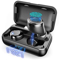 True Wireless Earbuds, VANKYO X200 Bluetooth 5.0 Earbuds in-Ear TWS Stereo Headphones with Smart LED Display Charging Case IPX8 Waterproof 120H Playtime Built-in Mic with Deep Bass for Sports Work