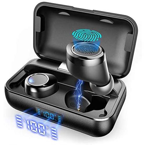 True Wireless Earbuds, VANKYO X200 Bluetooth 5.0 Earbuds in-Ear TWS Stereo Headphones with Smart LED Display Charging Case IPX8 Waterproof 120H Playtime Built-in Mic with Deep Bass for Sports Work