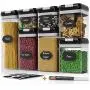 Chefs Path Airtight Food Storage Container Set - 7 PC Set - Labels & Marker - Kitchen & Pantry Organization Containers - BPA-Free - Clear Plastic Canisters for Flour, Cereal with Improved Lids Chefs Path Airtight Food Storage Container Set - 7 PC Set - Labels & Marker - Kitchen & Pantry Organization Containers - BPA-Free - Clear Plastic Canisters for Flour, Cereal with Improved Lids