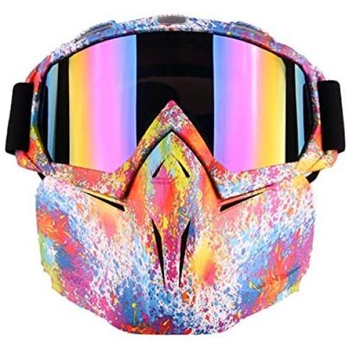 Outamateur Motorcycle Goggles Mask - Protective Glasses with Detachable Mask Adjustable Windproof Outdoor Mask Face Shield for Kids Youth Men Women