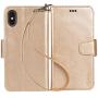 Arae Case for iPhone X/Xs, Premium PU Leather Wallet Case [Wrist Straps] Flip Folio [Kickstand Feature] with ID&Credit Card Pockets for iPhone X (2017) / Xs (2018) 5.8 inch (Champagne Gold)