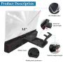 GLISTON 12 3D Phone Screen Magnifier with Bluetooth Speaker, HD Screen Amplifier, DIY Screen Magnifier for Cell Phone, Phone Screen Enlarger with Folding Screen Magnifier for Movies, Videos, Gaming