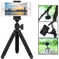 Mini Cell Phone Flexible Tripod Holder, ZTON Adjustable Mobile Phone Mount, Universal Octopus Stand for iPhone, Samsung, Camera (S-Black)