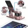 180°Rotation Phone Charger Stand Holder，3in1 Charger Dock, Charging Stand for iPhone/Apple Watch/Airpods/ipad and Most Smartphones (Rose Gold)