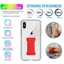 [2PC] WUOJI Finger Strap Phone Holder - Ultra Thin Anti-Slip Universal Cell Phone Grips Band Holder for Back of Phone（Red）