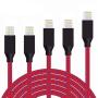 DNLM iPhone Charger, MFi Certified Lightning Charging Cable, USB Nylon Braided Syncing 5Pack 3FT 3FT 6FT 6FT 10FT Compatible iPhone 11 Pro Max/SE/Xs Max/XR/8 Plus(Red and Blue)