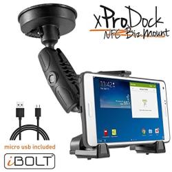 iBOLT xProDock NFC Bizmount - Phone Holder/Mount with Heavy Duty Suction Cup Base and 2m microUSB Cable- for Your Windshield, Dashboard - for Telematic Commuters, Fleets, Cars, Large Trucks, Vans