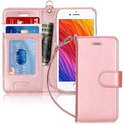 FYY Case for iPhone 8/iPhone 7/iPhone SE (2nd) 2020 4.7"[Kickstand Feature] Luxury PU Leather Wallet Case Flip Folio Cover with [Card Slots][Wrist Strap] for iPhone 8/7/SE (2nd) 2020 4.7" Rose Gold