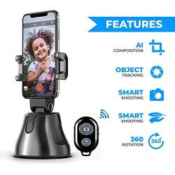 Robot Camera Phone Holder W/Bluetooth Remote, Portable Smart Selfie Stick, 360° Auto Rotation Face Object Tracking Phone Camera Holder, Smartphone Holder For Vlog Recording, Cooking and Fitness videos