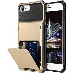Vofolen Case for iPhone 6s 6 7 8 SE2 Case Wallet Credit Card Holder ID Slot Pocket Scratch Resistant Dual Layer Protective Bumper Rubber Armor Hard Shell Cover for iPhone 6 6s 7 8 SE 2020 (Gold)