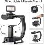 Handheld Stabilizer & Video Led Lights & Remote Control Skateboard for DJI OSMO iPhone 11 X 8 7, Sevenoak Handle Grip & Built-in Stereo Mic for Smartphone GoPro Sony Alpha RX0 DSLR Camera Camcorder