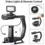Handheld Stabilizer & Video Led Lights & Remote Control Skateboard for DJI OSMO iPhone 11 X 8 7, Sevenoak Handle Grip & Built-in Stereo Mic for Smartphone GoPro Sony Alpha RX0 DSLR Camera Camcorder