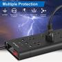 Power Strip with USB, AUOPLUS Grounded Surge Protector with 8 Outlets and 3 USB Ports[Flat Plug/Wall Mountable] 6FT Extension Cord, Desktop Charging Station for Computer Laptops Smartphone Home Office