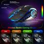 Wireless Gaming Keyboard and Mouse,Rainbow Backlit Rechargeable Keyboard Mouse with 3800mAh Battery Metal Panel,Removable Hand Rest Mechanical Feel Keyboard and 7 Color Gaming Mute Mouse for PC Gamers