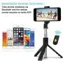 SYOSIN Selfie Stick, 3 in 1 Extendable Selfie Stick Tripod with Detachable Bluetooth Wireless Remote Phone Holder Compatible with iPhone and Android Smartphone