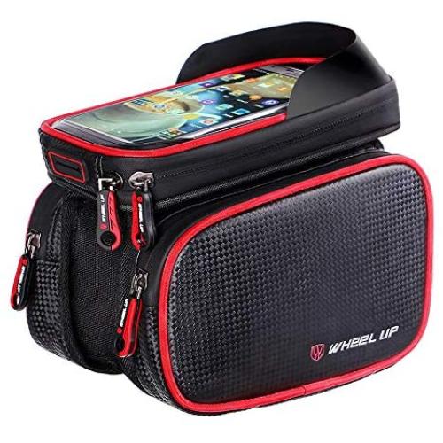Mhwlai TPU Bicycle Mobile Phone Bag, Touch Screen top Front Frame Mobile Phone Bag Shoulder Bag Double Pocket for 6.2 inch Mobile Phone Bicycle Accessories