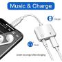 Headphone Adapter for iPhone Dongle 2 in 1 Earphone 3.5mm Jack Aux Cord Audio Car Charger for iPhone 11Pro/7/7 Plus/8/8 Plus/X/Xs Splitter Audio Connector Accessory Cable Support All iOS System
