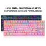 MOTOSPEED Professional Gaming Mechanical Keyboard RGB Rainbow Backlit 87 Keys Illuminated Computer USB Gaming Keyboard for Mac & PC Pink