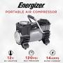 Energizer Portable Air Compressor Tire Inflator, 12V DC Air Pump for Car Tires with Auto Shut Off Function - 120 Max PSI, Preset Pressure Feature, Led Lighting, Digital LCD Display, and Carrying Case