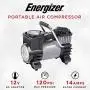 Energizer Portable Air Compressor Tire Inflator, 12V DC Air Pump for Car Tires with Auto Shut Off Function - 120 Max PSI, Preset Pressure Feature, Led Lighting, Digital LCD Display, and Carrying Case