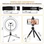 Naohiro Ring Light with Stand,10" LED Ring Light with Tripod and Cell Phone Holder & Remote Control,Selfie Ring Light for iPhone Android with 3 Modes & 10 Brightness