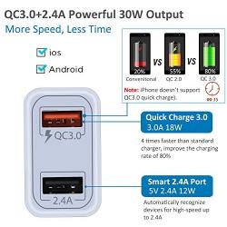 QC 3.0 Fast Wall Charger, Pofesun 4Pack 30W Rapid Charge 3.0 Adaptive Fast Charging USB Wall Charger Adapter Compatible for Samsung Galaxy S10 S9 S8 Plus S7 S6 Edge Note 8 9 10,iPhone,LG,Tablet-White