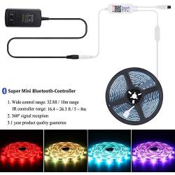 ALED LIGHT Bluetooth LED Strip Lights, 5050 16.4 ft/5 Meter 150 LED Stripes Lights Smart-Phone Controlled Waterproof RGB LED Band Light for Home&Outdoor Decoration