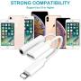 [Apple MFi Certified] for iPhone Headphones Adapter, Lightning to 3.5mm Headphone Jack Adapter Dual Ports Dongle Charge Jack AUX Audio 3.5mm for iPhone 11/11 Pro/X/XS/XR/8/7, Support All iOS System