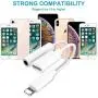 [Apple MFi Certified] for iPhone Headphones Adapter, Lightning to 3.5mm Headphone Jack Adapter Dual Ports Dongle Charge Jack AUX Audio 3.5mm for iPhone 11/11 Pro/X/XS/XR/8/7, Support All iOS System
