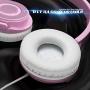 On Ear Headphones with Mic, Vogek Lightweight Portable Fold-Flat Stereo Bass Headphones with 1.5M Tangle Free Cord and Microphone-Pink